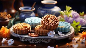 Multi colored dessert plate with sweet indulgences. photo