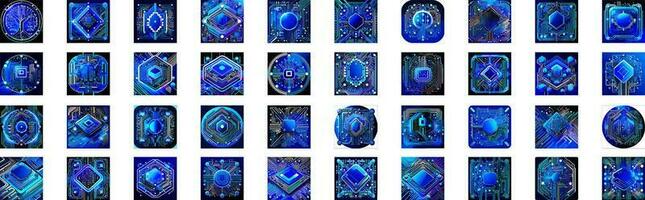 Modern Cybersecurity Technology Icon Pack with Eyes vector