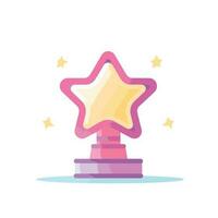 Vector of a pink and yellow star award on a white background