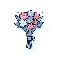 Vector of a flat icon vector of a colorful bouquet of flowers on a clean white background