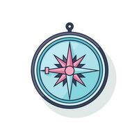 Vector of a flat icon of a blue and pink compass on a white background