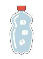 Water bottle with ice cubes semi flat colour vector object. Mineral water for summer refreshment. Editable cartoon clip art icon on white background. Simple spot illustration for web graphic design