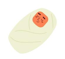envuelto bebé recién nacido sonriente semi plano color vector personaje. envuelto niño. hospital bebé durmiendo la siesta editable lleno cuerpo persona en blanco. sencillo dibujos animados Mancha ilustración para web gráfico diseño