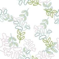 Cute unusual flower and cloud seamless pattern. Simple stylized flowers background. vector