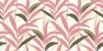 Stylized Tropical palm leaves wallpaper. Jungle palm leaf seamless pattern. Pastel colors. vector