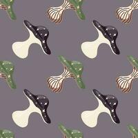 Hand drawn psychedelic mushrooms seamless pattern. Magical fly agaric wallpaper. vector