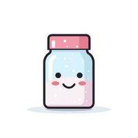 Vector of a cheerful jar with a smiling face on a flat surface