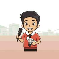 Vector of a man holding a microphone and speaking into it