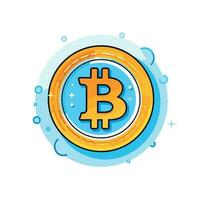 Vector of a flat icon of a bitcoin symbol surrounded by bubbles