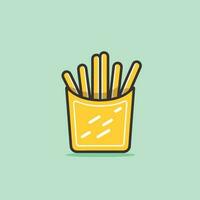 Vector of yellow container filled with fries on a vibrant green background