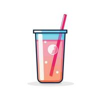 vector de un refrescante bebida con un Paja en un vaso