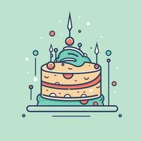 vector de un festivo cumpleaños pastel con vistoso velas