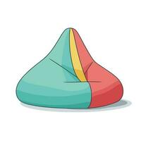 Vector of a vibrant bean bag resting on a clean, white floor