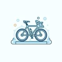 Vector of a flat icon of a bicycle with bubbles floating around it on a stand