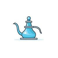 Vector of a simple flat icon of a blue teapot with a handle on a white background