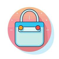 Vector of a flat blue bag with a red button on it