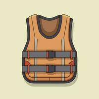 Vector of a flat lay of an orange vest with grey straps on a neutral beige background