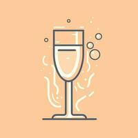 Vector of a champagne glass filled with sparkling bubbles