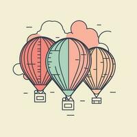 Vector of three colorful hot air balloons floating in the sky