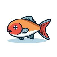 Vector of a flat goldfish with a vibrant red and white tail swimming gracefully in a tank