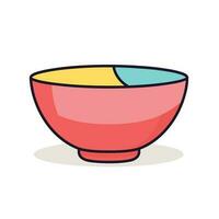 Vector of a vibrant red bowl filled with a colorful mix of yellow and blue