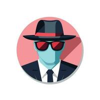 Vector of a stylish man wearing a hat and sunglasses in a flat landscape