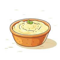 Vector of a bowl of mashed potatoes on a plain white background