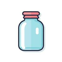 Vector of a blue glass jar with a vibrant red lid, showcasing the beauty of simplicity and color contrast