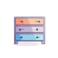 Vector of a modern dresser with two drawers in a stylish purple and blue color scheme