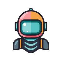 Vector of a man in a space suit with a helmet on in a flat environment