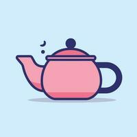 Vector of a flat pink teapot with a contrasting black lid