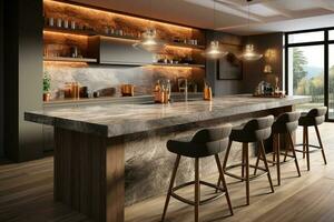 Stylish modern kitchen with a touch of elegance and luxury at home AI Generated photo