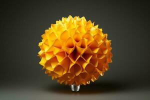 Yellow paper ball lightbulb embodies the creative power of business ideas AI Generated photo