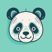 Vector of a cute panda face against a vibrant blue background