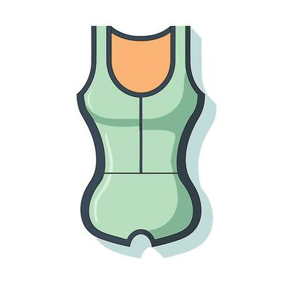 Vector of a womans bodysuit with a vibrant orange top