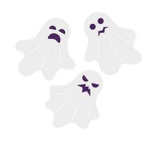 Happy halloween ghosts flat concept vector spot illustration. Haunted house spirits 2D cartoon characters on white for web UI design. Helloween monsters isolated editable creative hero image