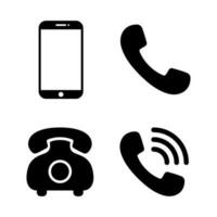 Mobile phone and telephone icon set collection. Cellphone call sign symbol. Vector Illustration