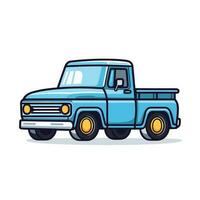 Vector of a blue truck with yellow wheels on a white background