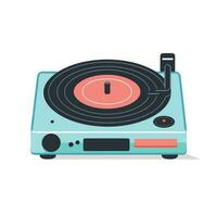 Vector of a blue record player with a red disc on a flat surface