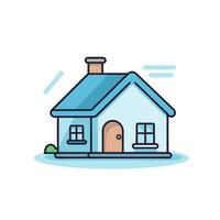 Vector of a house with a chimney and a door in a flat icon style