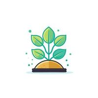 Vector of a thriving plant growing out of a flat pot, symbolizing growth and resilience
