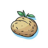 Vector of a flat icon vector of a potato with a leaf on top