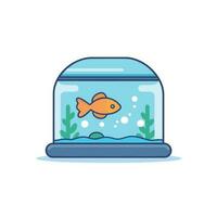 Vector of an aquarium with a goldfish swimming in clear water