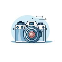 Vector of a flat icon vector of a camera with a beautiful sky in the background