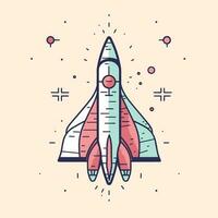 Vector of a rocket ship soaring through the sky