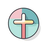 Vector of a flat cross in a circle casting a long shadow