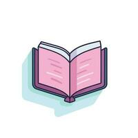 Vector of an open book with a pink cover on a flat surface