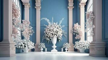 Wedding background with beautiful flower, generative AI photo