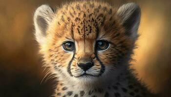 Baby cheetah in the wild, generative AI photo