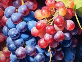 Whimsical and creative grape watercolor artwork, generative AI photo